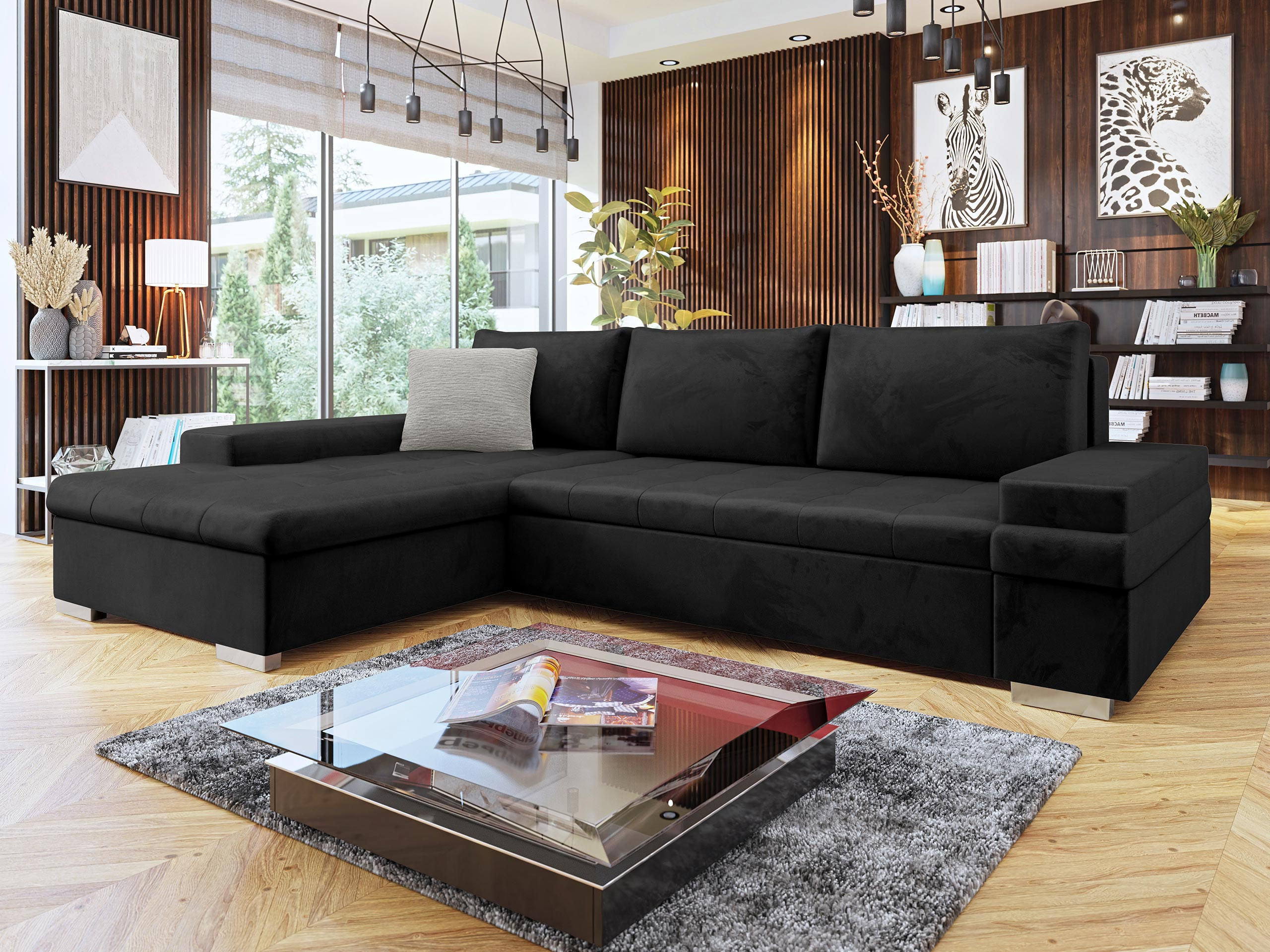 Thumbnail - Mirjan24 Ecksofa, Schwarz, Hellgrau, Textil, 5-Sitzer, L-Form,L-Form, 274x182 cm, Wohnzimmer, Sofas & Couches, Wohnlands...