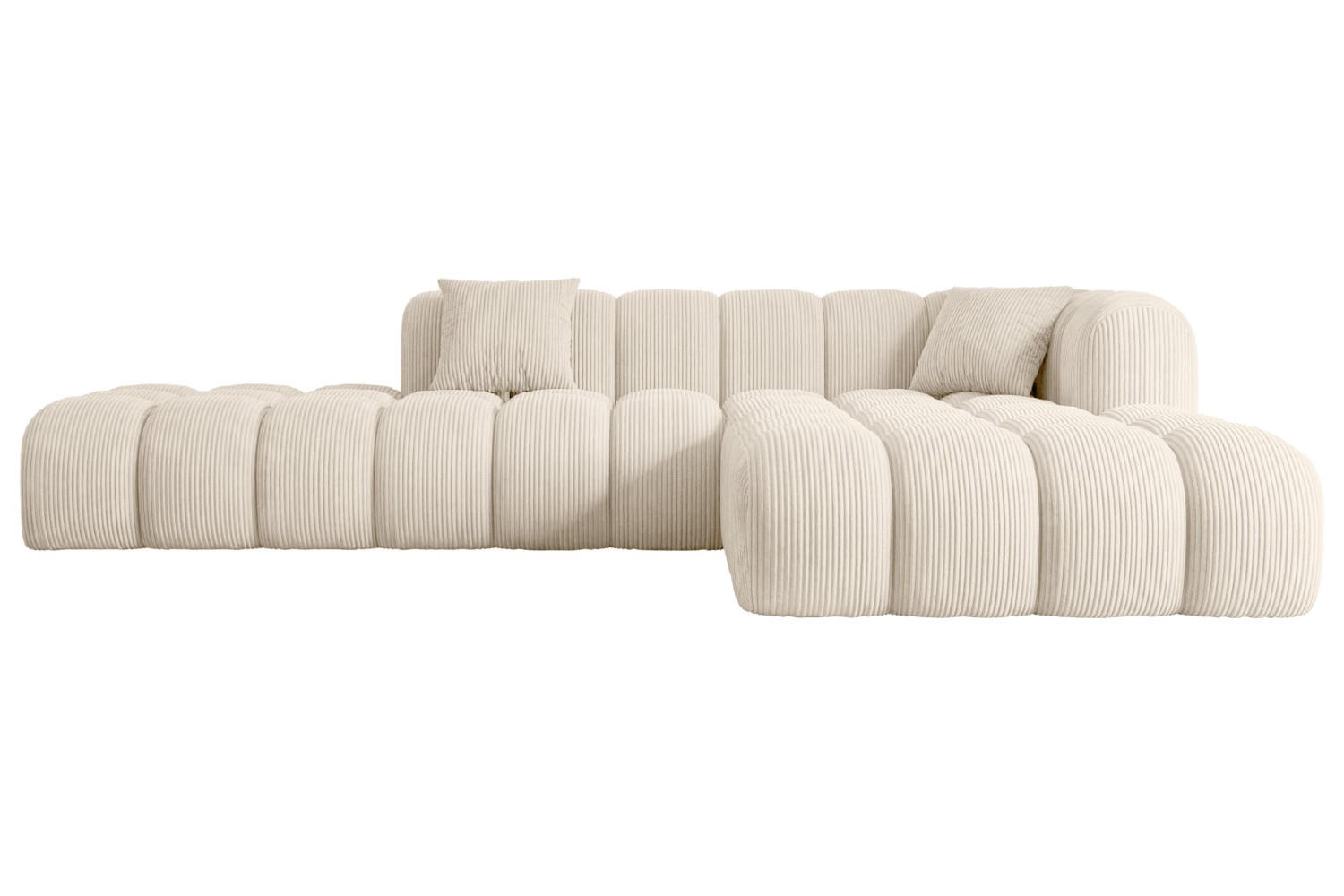ECKSOFA Ottomane Rechts OLEA-L2 - 309x190x70 cm Beige Cord - Beige/Schwarz, Holzwerkstoff/Kunststoff (309/190cm) - ALTDECOR