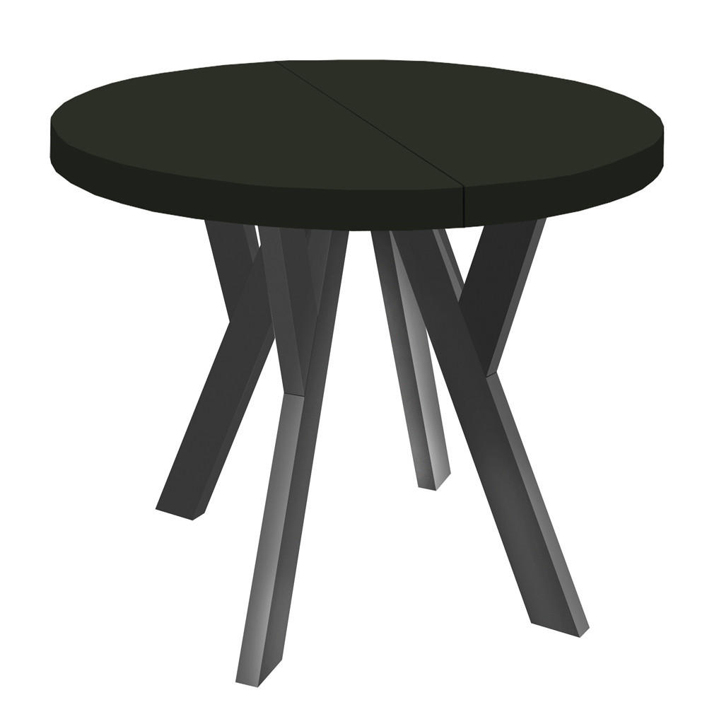 ESSTISCH Runder Ausziehbarer PERO 100/200, Schwarz - Schwarz, Holz (200/100/77cm) - Dekori_Interiors