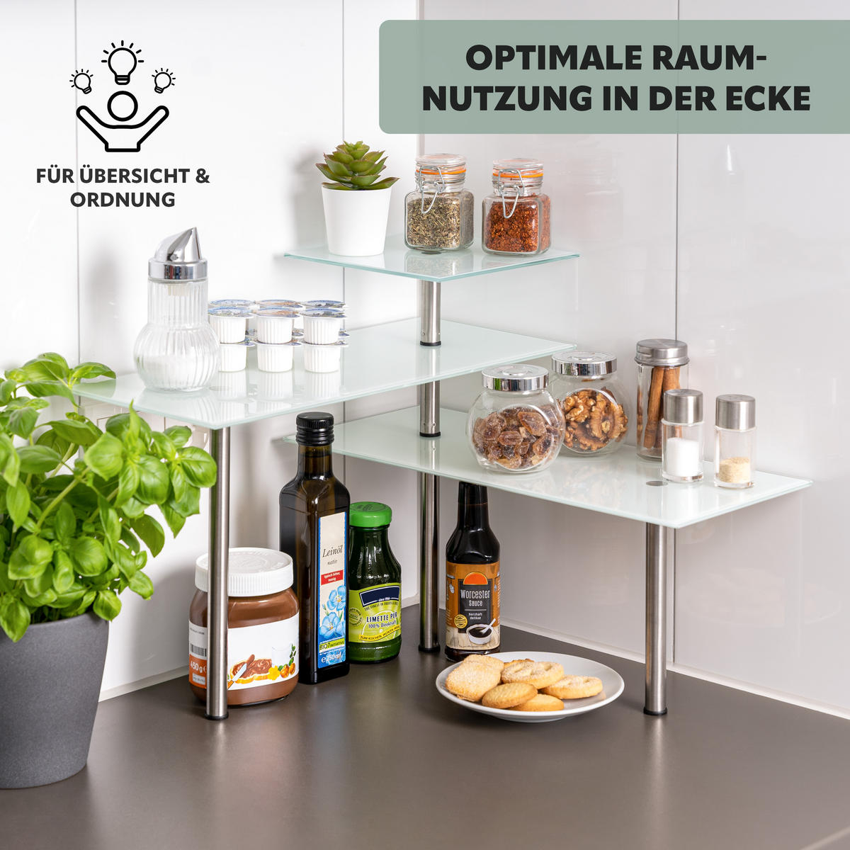 ECKREGAL, weiß - Weiß, Glas (45/35/42cm) - bremermann