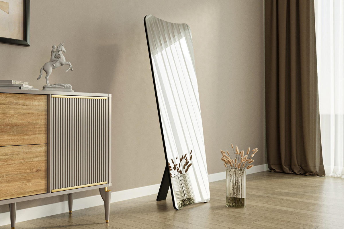 GANZKÖRPERSPIEGEL 54 x 150 cm Schwarz Stand- & Wandspiegel - Transparent/Schwarz, Glas (54/150/2cm) - Ibonto