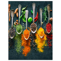 POSTER Kräuter - Gewürze - Löffel 60x80 cm - Currygelb, Papier (60/80/0.1cm) - MuchoWow