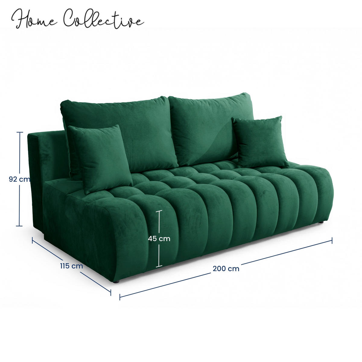 SOFA 200 cm in Grün - Grün, Textil (200/92/115cm) - Home Collective