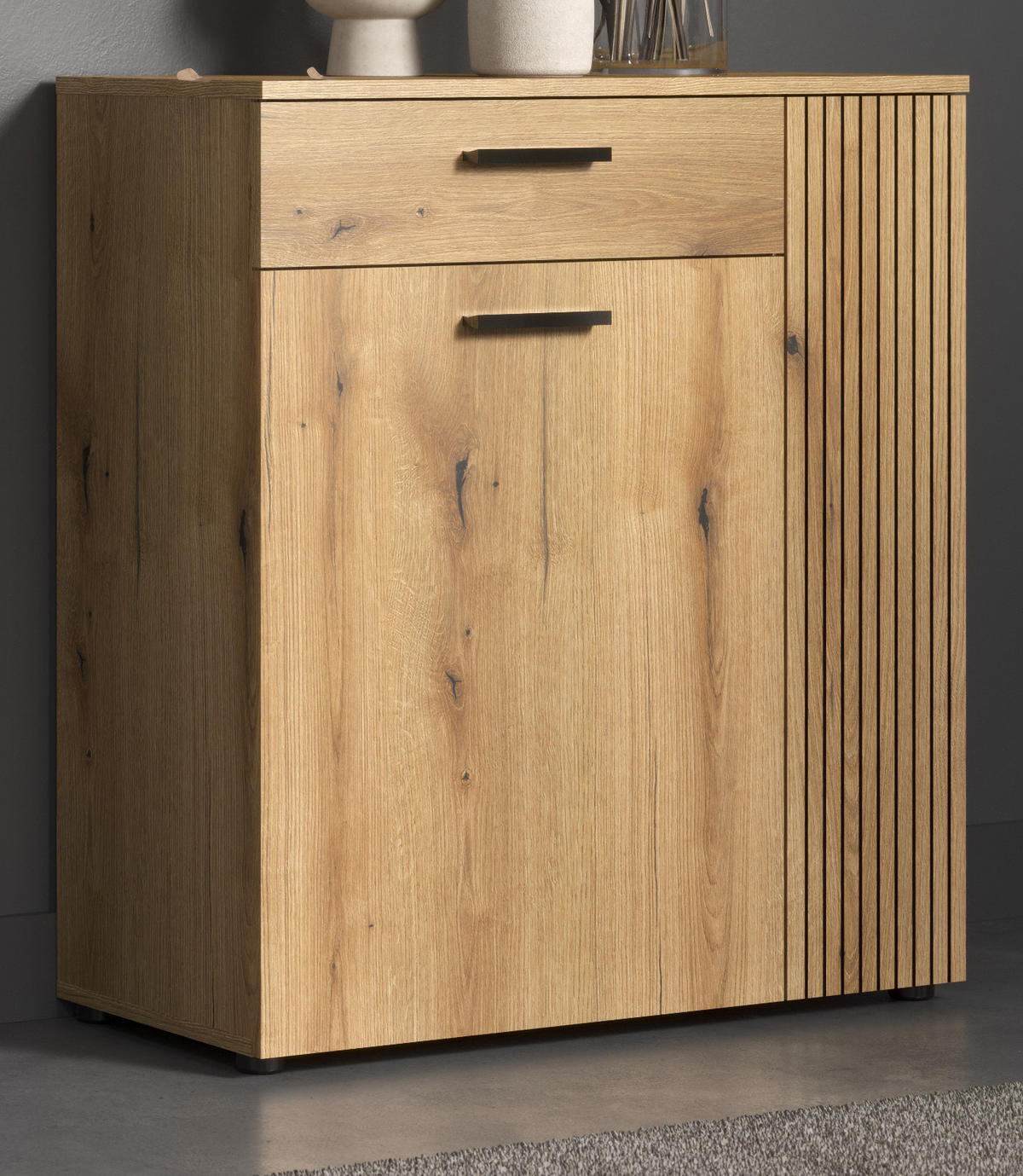 FLURKOMMODE Evoke Eiche 80 x 89 cm, Schuhschrank in modernem Stil - Eichefarben/Schwarz, Holzwerkstoff/Kunststoff (80/89/36cm) - Top.Furn