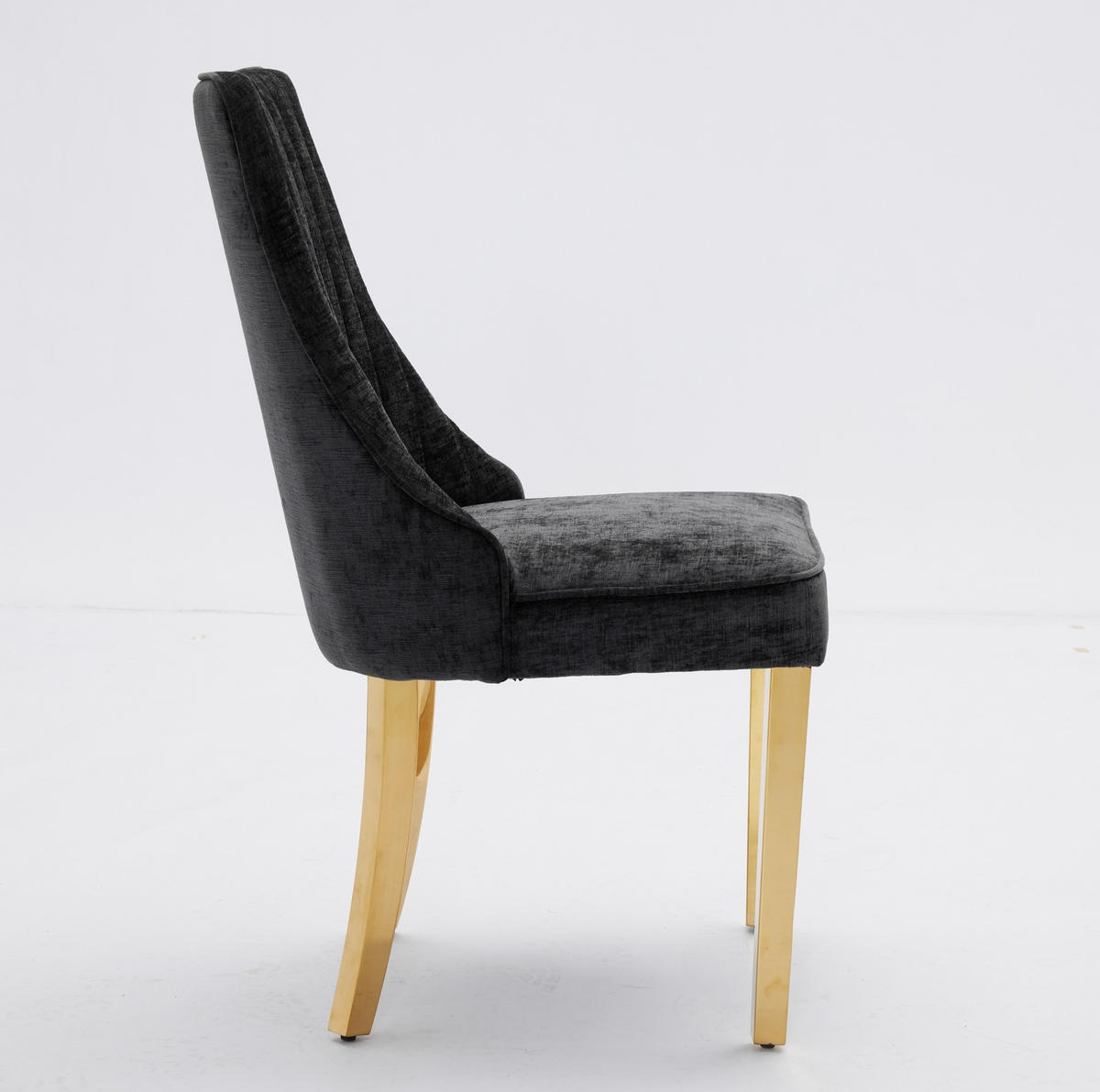 ESSZIMMERSTÜHLE mit hoher Rückenlehne Chenille Schwarz 2er-Set - Schwarz, Metall (50/95/65cm) - Meubliv