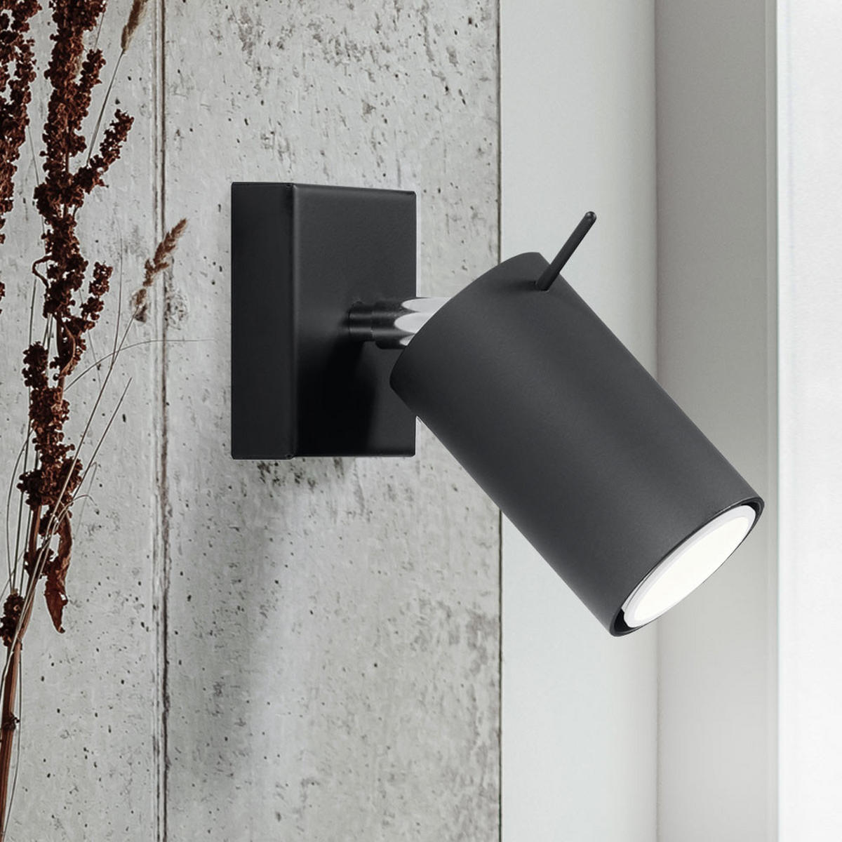 WANDLEUCHTE Ring Stahl Schwarz - Schwarz, Metall (8/15/10cm)