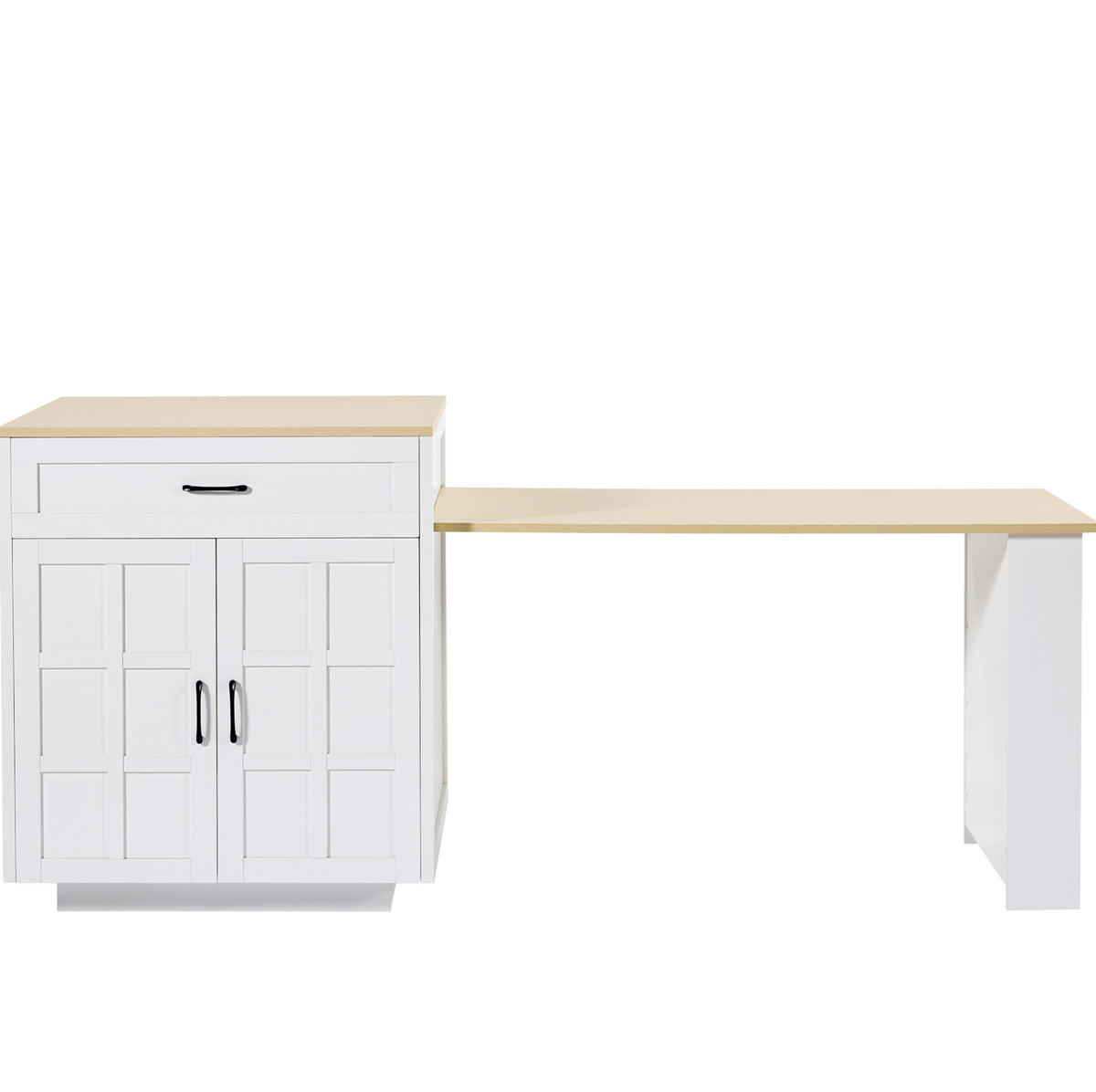 AUSZIEHBARER Bartisch aus MDF mit Stauraum, 133-202/70/93,5 cm, Weiß - Weiß, Holzwerkstoff (70/93.5/133cm) - Redom