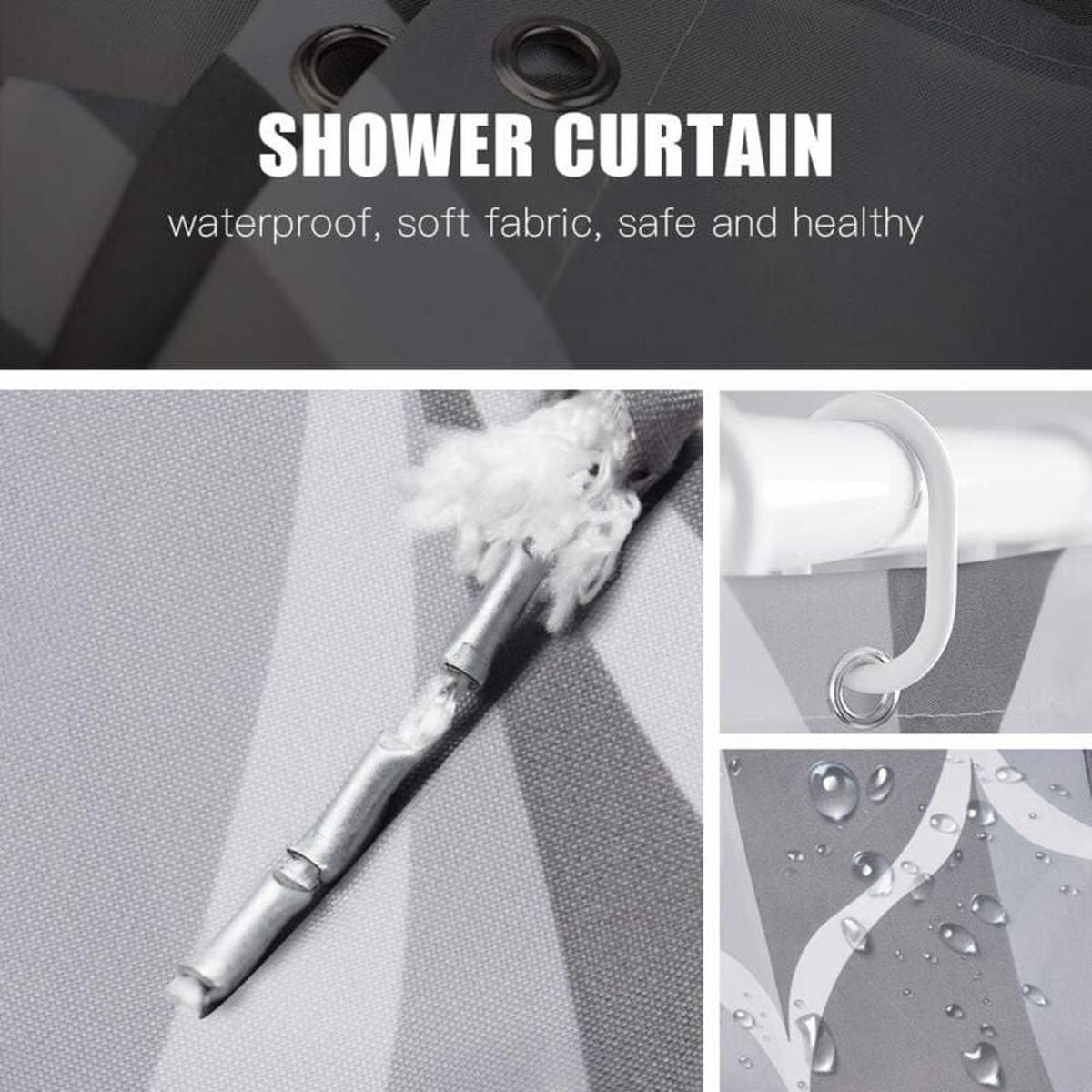 DUSCHVORHANG Grau 120 x 200 cm Polyester wasserdicht schnelltrocknend waschbar langlebig - Grau, Textil (200/200cm) - MCBOSON