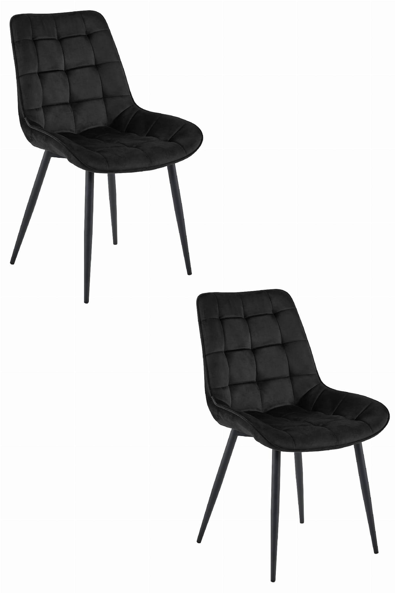 ESSZIMMERSTUHL 2-er Set BERA schwarzer Sitz, schwarze Beine - Schwarz, Textil (54/88/60cm) - Valora