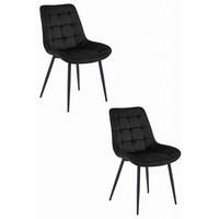 ESSZIMMERSTUHL 2-er Set BERA schwarzer Sitz, schwarze Beine - Schwarz, Textil (54/88/60cm) - Valora