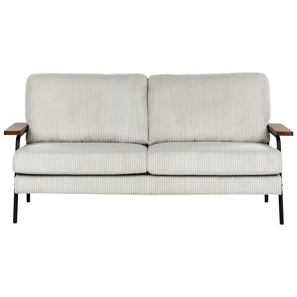 3-SITZER-SOFA Cord hellgrau Akranes - Dunkelbraun/Schwarz, Textil (181/89/80cm) - Beliani