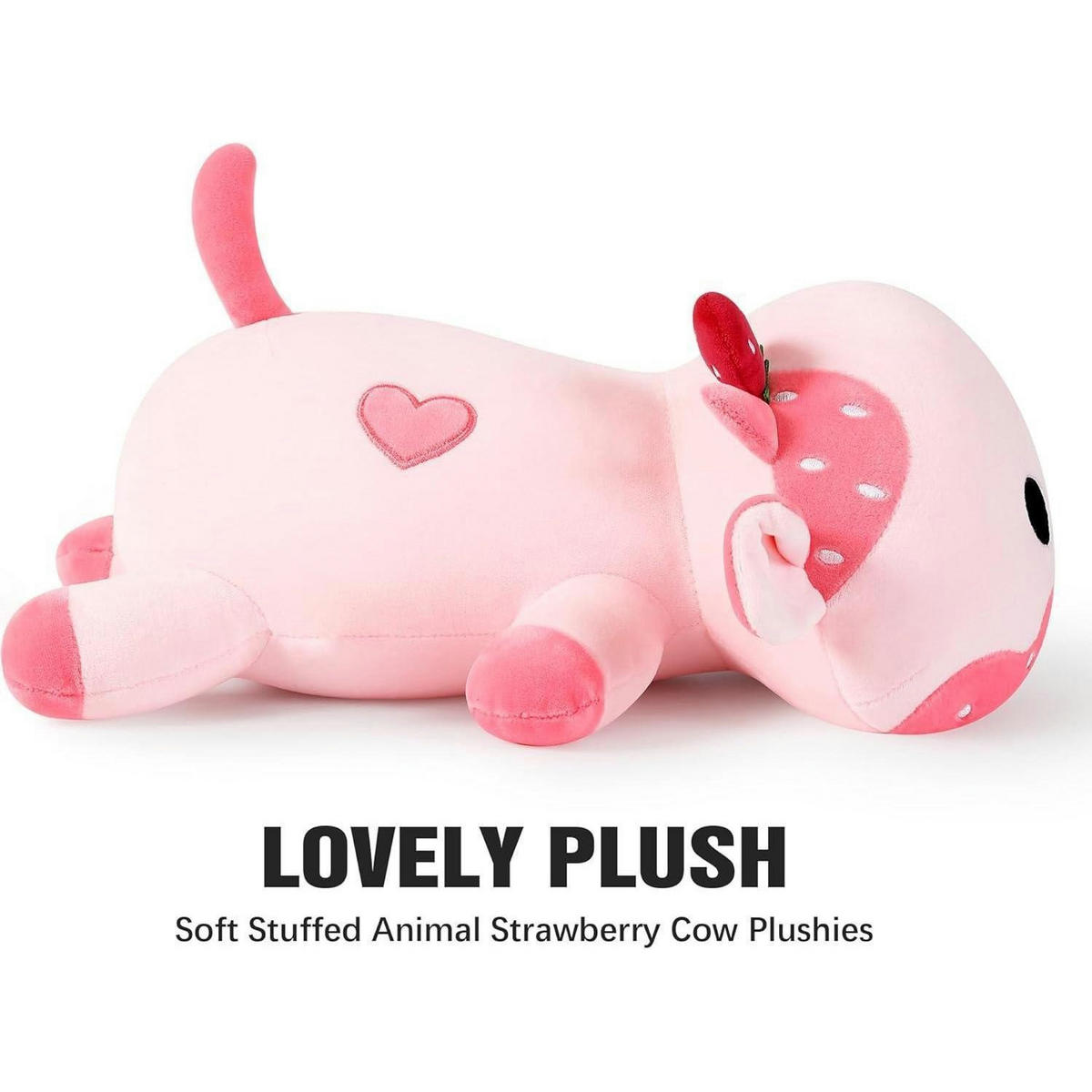 PLÜSCHTIER Kuh, Kawaii Milchkuh Kuscheltier in rosa - Rosa, Textil (20/30cm)