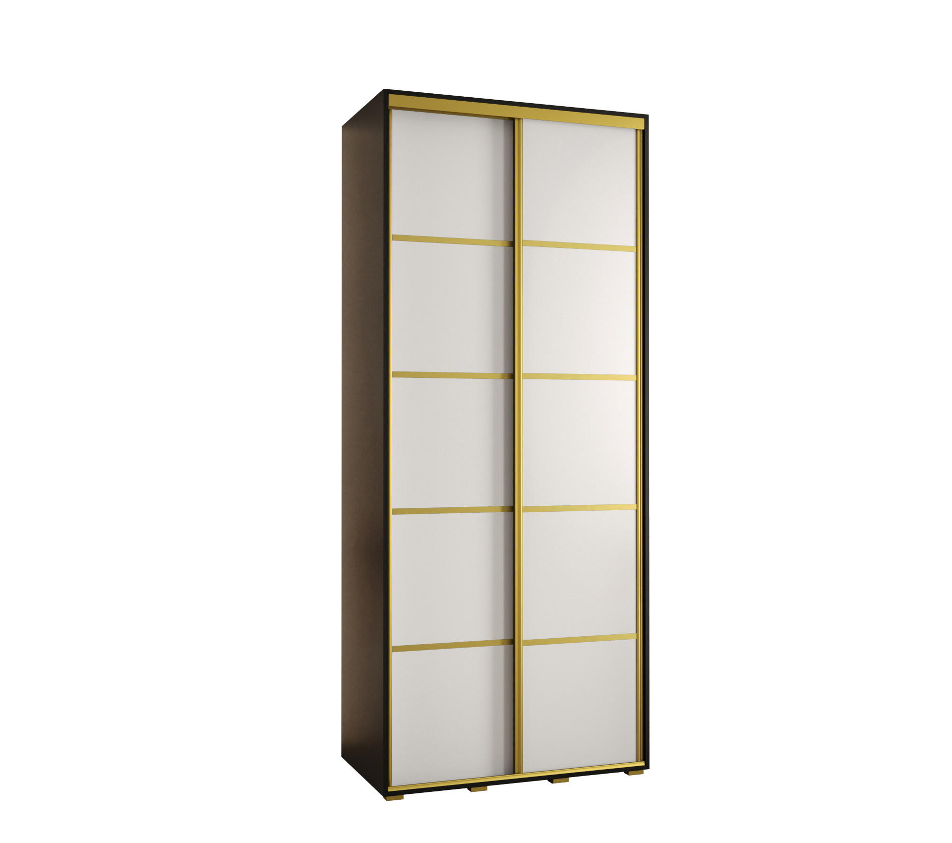 Abiks Möbel Schwebetürenschrank Schwarz, Weiß, Gold 120x235x60 cm