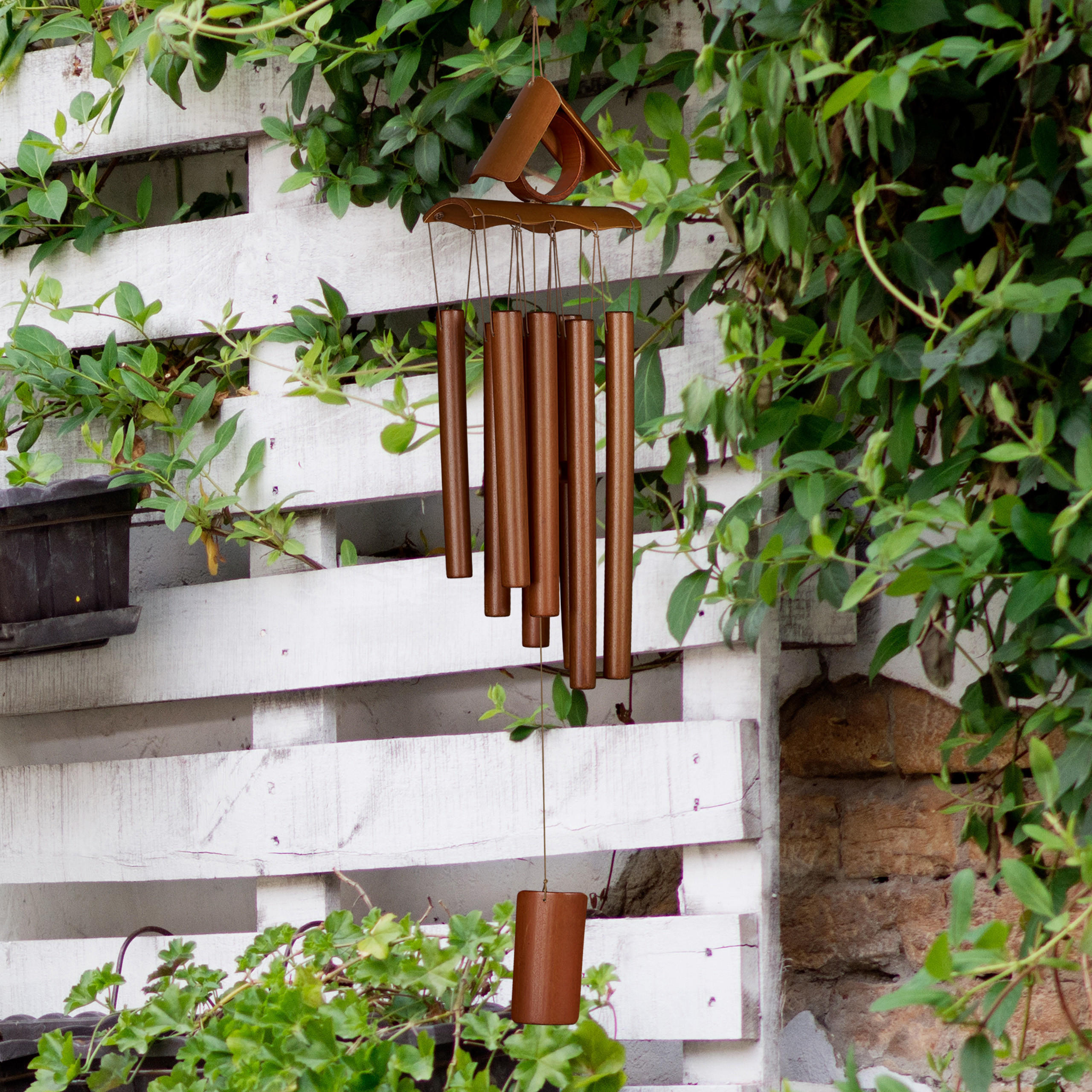 WINDSPIEL - Hellbraun, Holz (7/14/68cm) - Relaxdays