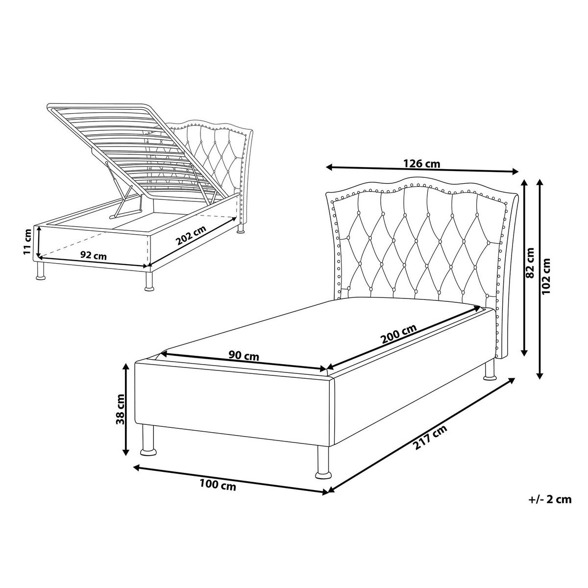 BETT 90/200cm Weiß Metz - Weiß, Kunststoff/Textil (90/200cm) - Beliani
