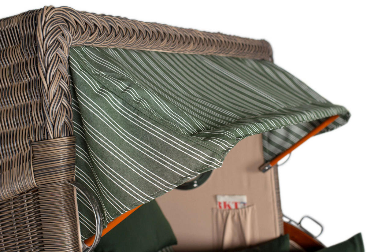 STRANDKORB 2-Sitzer Düne Mahagoni 504 - Braun/Grün, Holz (125/170/80cm) - Mr. Deko