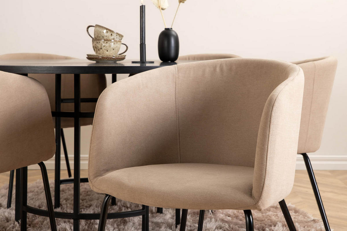 TISCHGRUPPE Khaki - Dunkelbraun/Beige, Holzwerkstoff/Textil (140/74/140cm) - ebuy24