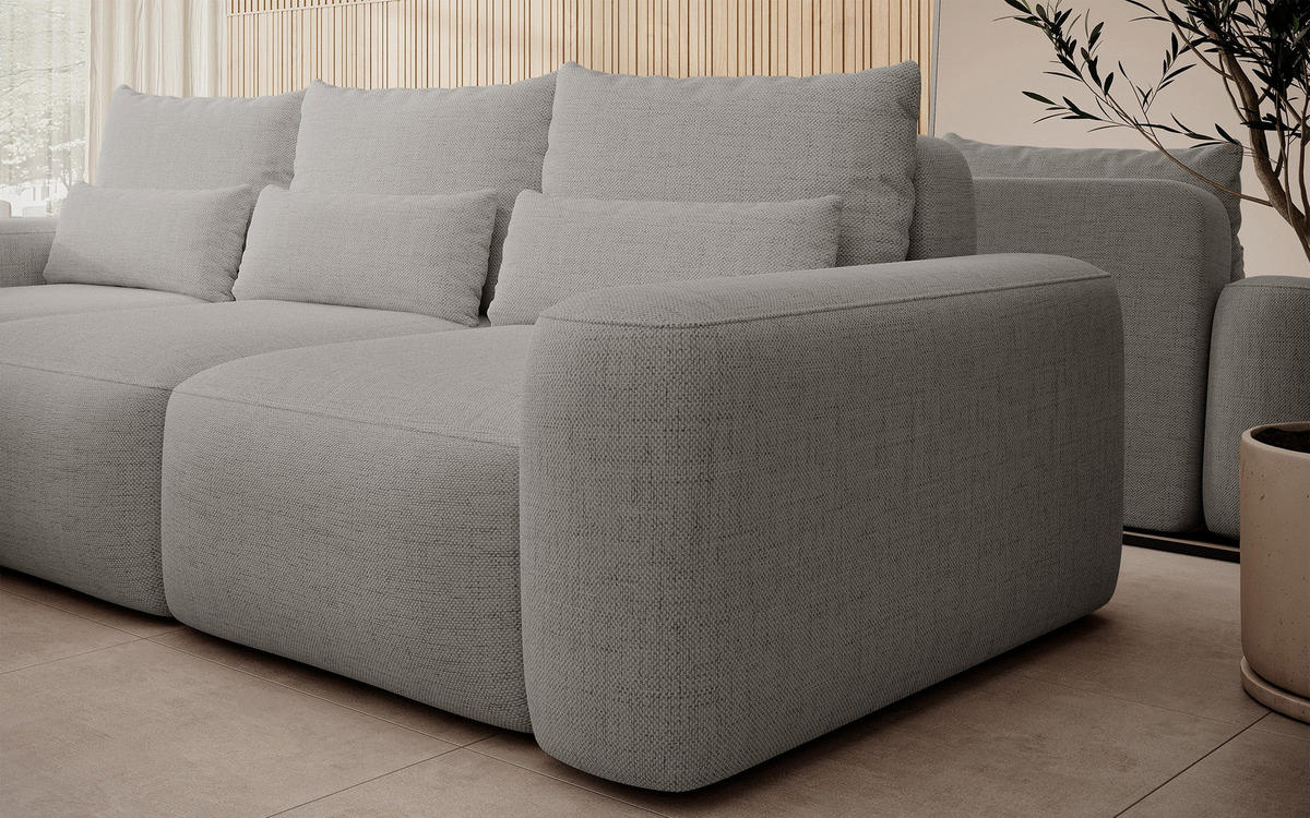 ECKSOFA Carnos Chenille-Bezug in Grau - Grau, Textil (264/162cm) - Selsey