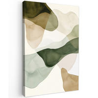 LEINWANDBILD Japandi - Abstrakt - Grün 20x30 cm - Salbeigrün, Textil (20/30cm) - MuchoWow