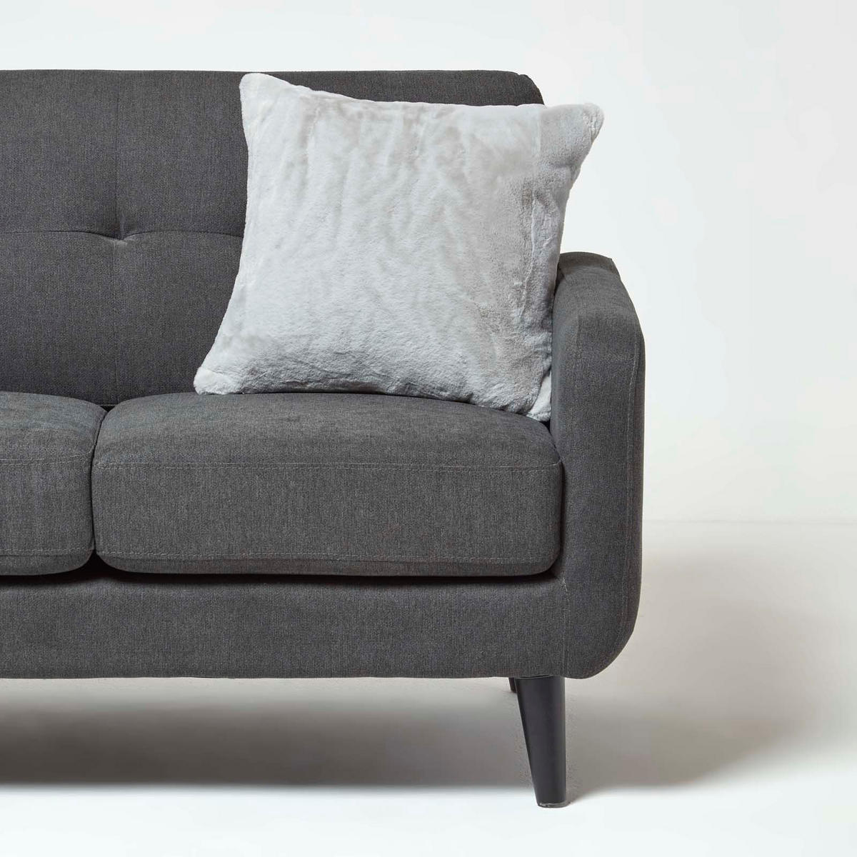KISSENHÜLLE Kunstfell grau-rosé 46/46 cm - Hellgrau, Textil (46/46cm) - Homescapes