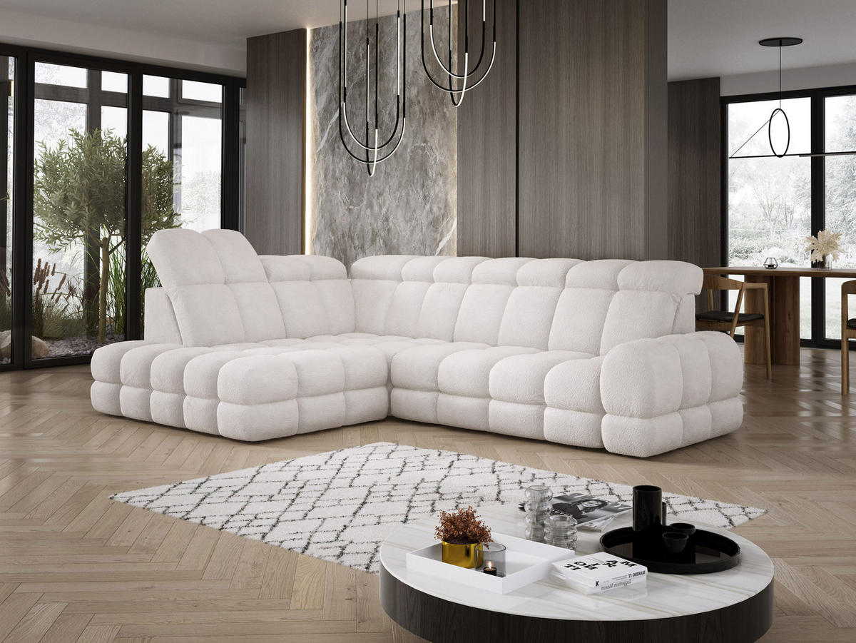 ECKSOFA TOLLO Anthology-stoff L-form 302x217x105 cm weiss - Kaschmir, Holz/Textil (302/217cm) - DomoHome