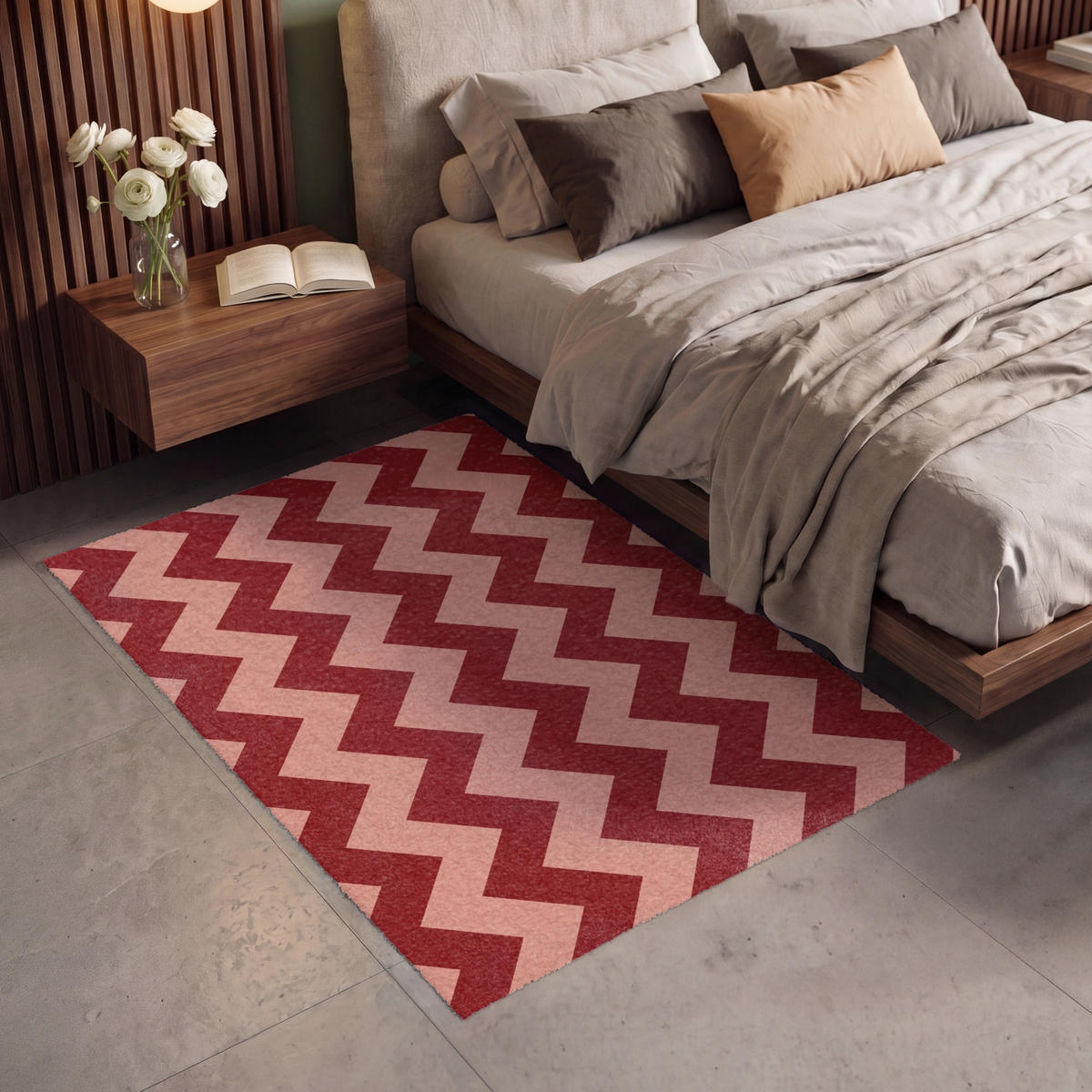 TEPPICH - Zickzack - Streifen - Muster - Rot - 120x180 cm - Rot, Kunststoff/Textil (120/0.4cm) - OnlyWow
