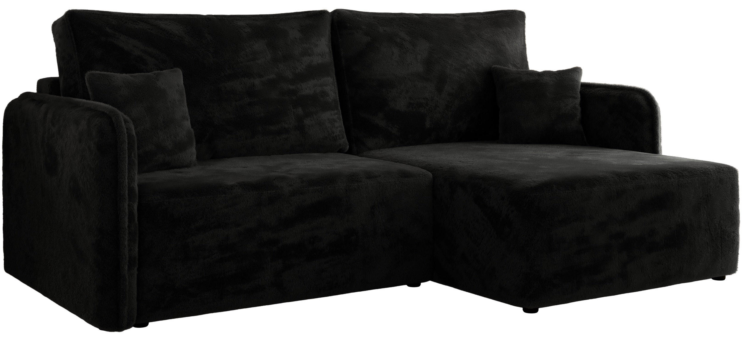 ECKSCHLAFSOFA MESTO L Schwarz Plüsch - rechts - Schwarz, Kunststoff/Textil (147/227cm) - MKS