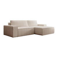 ECKSOFA mit Schlaffunktion - Ecke rechts - grob gerippter Cord - Beige - AMELIA - Beige, Textil (167/267cm) - Vente-Unique