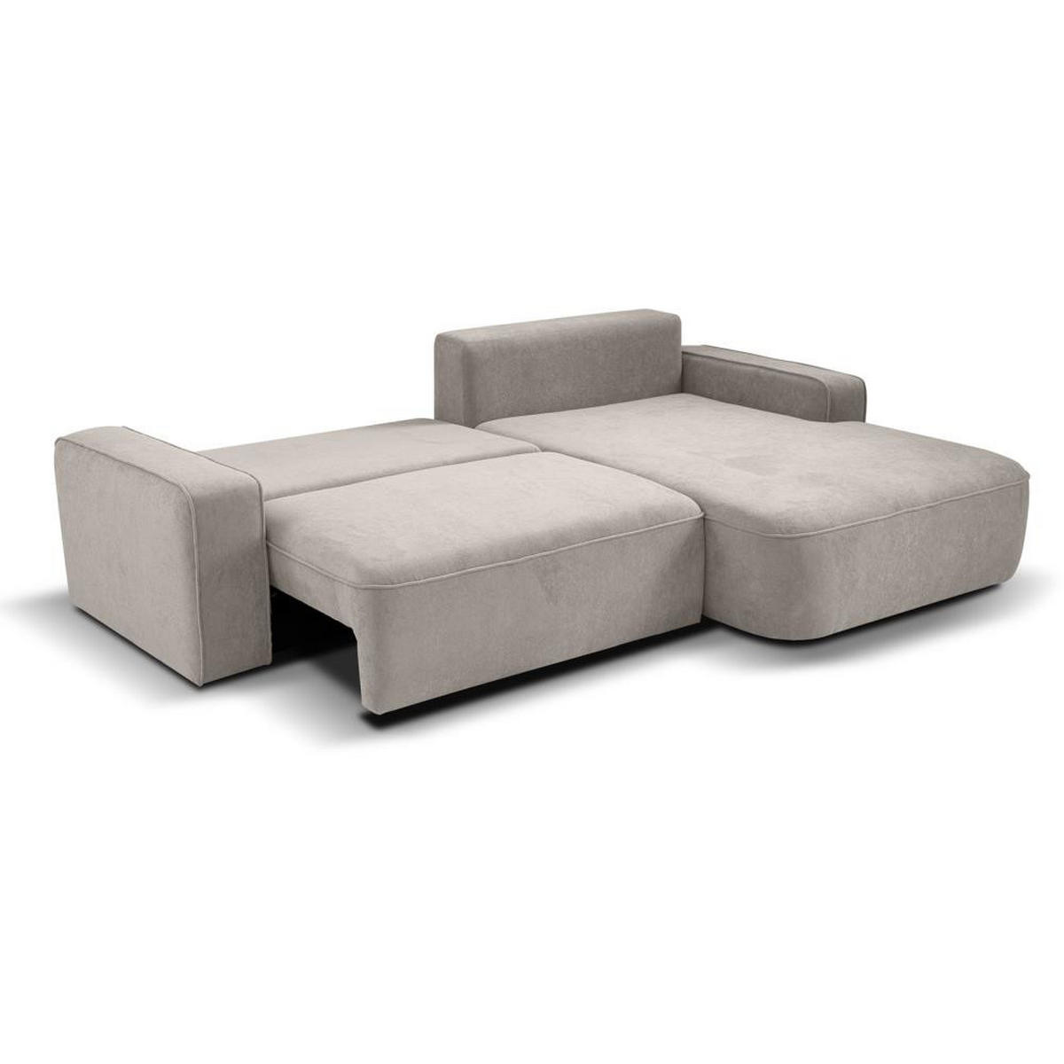 ECKSCHLAFSOFA Torre beige velours rechts - Beige, Textil (258/171cm) - Beautysofa