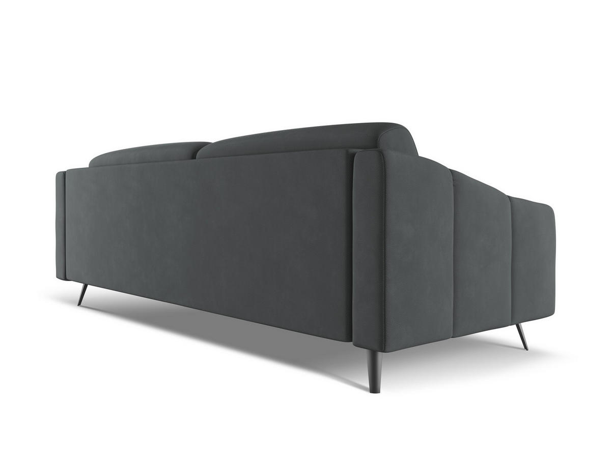 3-SITZER SOFA Samt Stoff Grün - Schwarz/Olivgrün, Textil/Metall (202/80/95cm) - Makamii