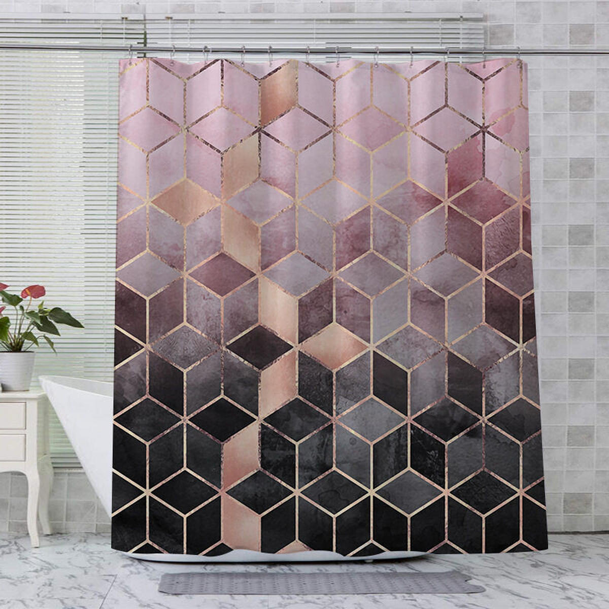 DUSCHVORHANG Polyester 100 x 180 cm schimmelresistent mit Haken Badezimmer - Multicolor, Textil (100/180cm) - MCBOSON