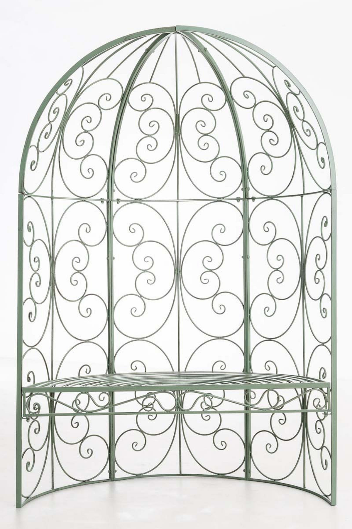 HALBPAVILLON mit Sitzbank Boston Metall Antik-grün Gartenbank - Grün, Metall (120/178/58cm) - DELUKE