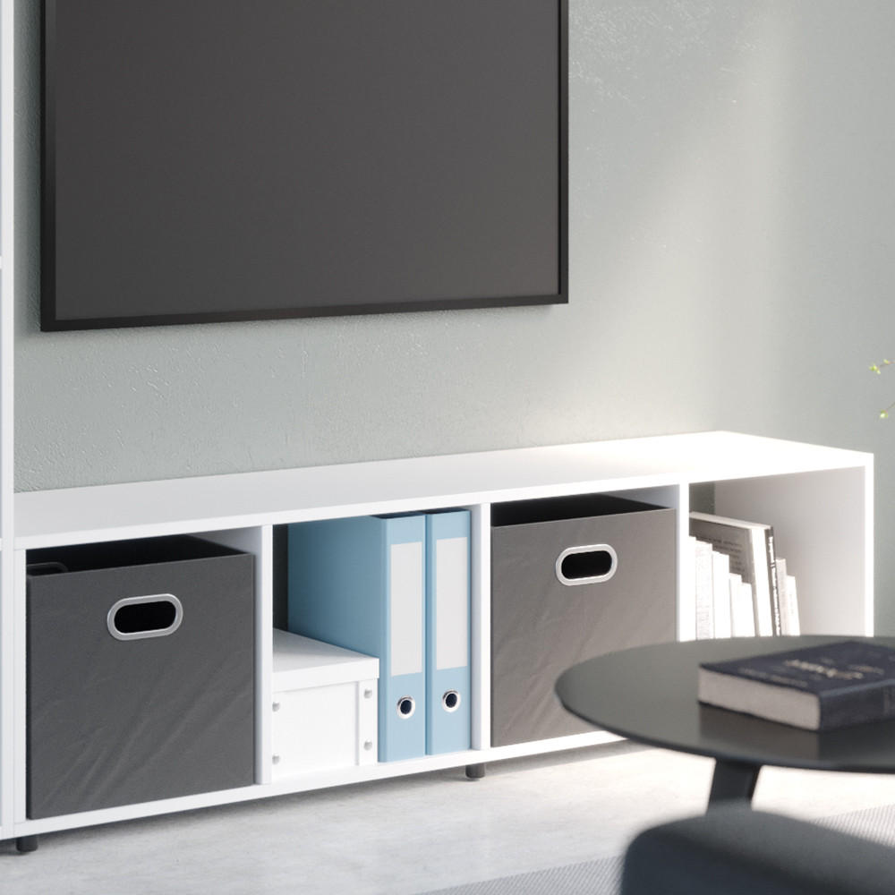 RAUMTEILER Ludus Weiß 142.5 x 36.2 cm mit 2 Faltbox (Anthrazit) - Weiß, Holzwerkstoff (142.5/36.2/33cm) - Vicco