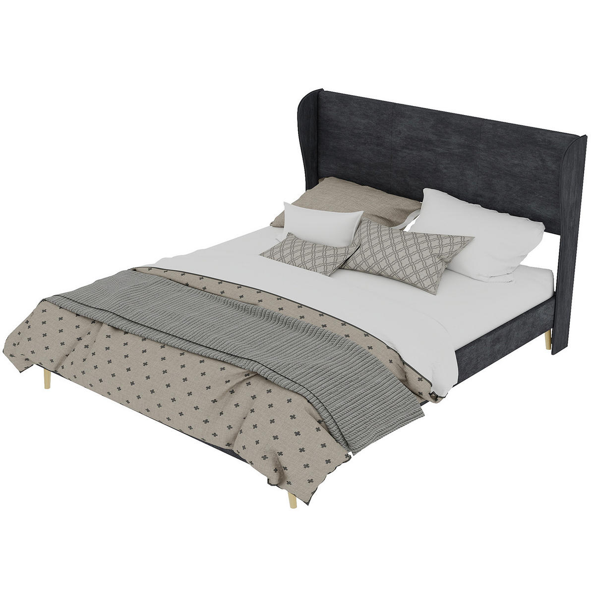 ČALÚNENÁ posteľ 160/200 cm s mäkkým čelom a jednoduchou montážou, Sivá - sivá, textil (160/200cm) - Redom
