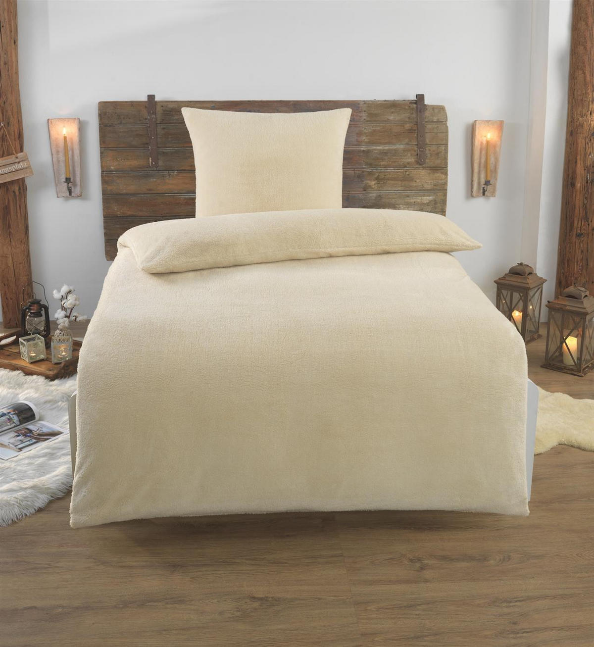 WINTER-BETTWÄSCHE 135x200 Teddy Fleece Warmer Plüsch Bettbezug Kuschelig - Creme - Creme, Textil (135/200cm) - Carpe Sonno