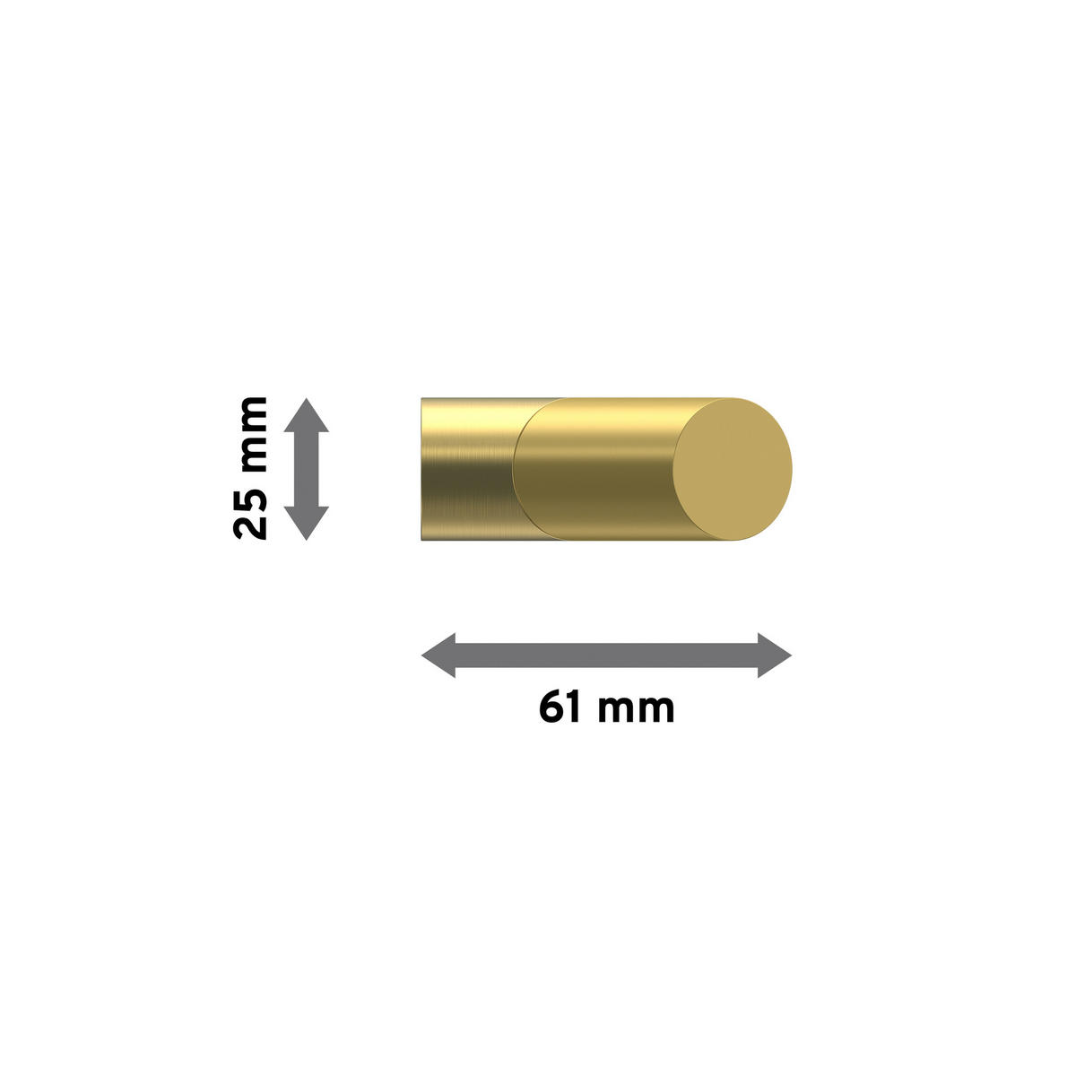 ENDSTÜCKE FÜR GARDINENSTANGEN 20 mm Ø, Verano Messing-Optik/Satin-Gold, Packung 2 Stück - Messingfarben/Goldfarben, Metall (6.1/2.5/2.5cm) - INTERDECO