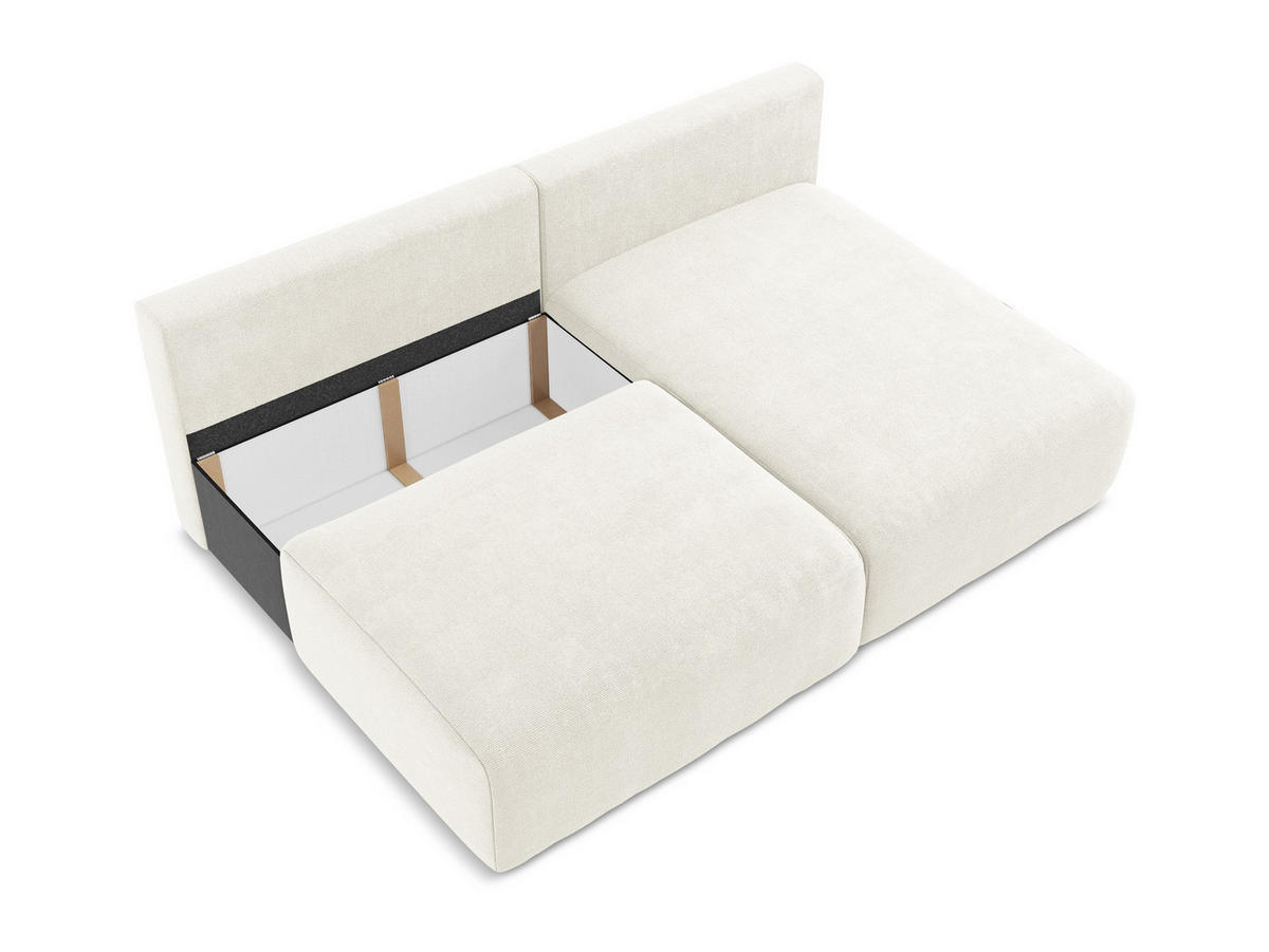 ECKSOFA mit Schlaffunktion rechts Chenille Stoff Weiß - Pink/Schwarz, Kunststoff/Textil (210/149cm) - Makamii