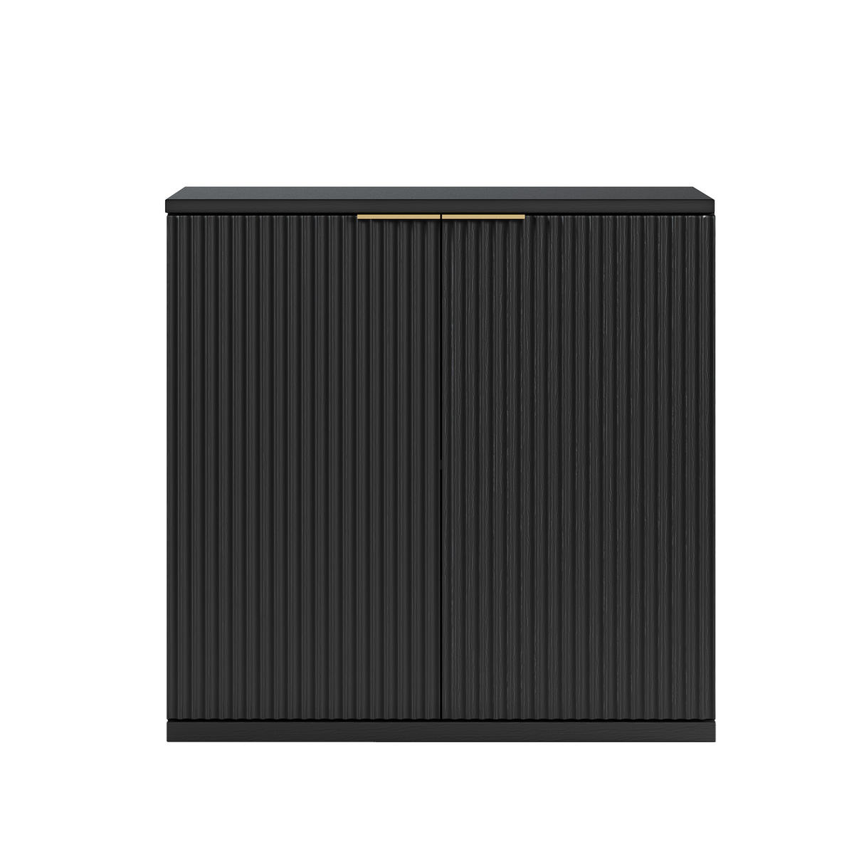 SIDEBOARD 80/40/80 cm schwarz aus MDF mit Faltenfront und Stauraum - Schwarz, Holzwerkstoff (80/80/40cm) - OKWISH