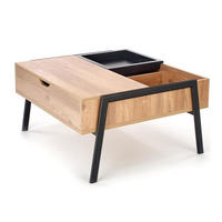 COUCHTISCH Podium Eiche Natur schwarz 85 / 80 / 43-64cm - Eichefarben/Schwarz, Holz/Holzwerkstoff (80/85/43cm) - Feldmann-Wohnen
