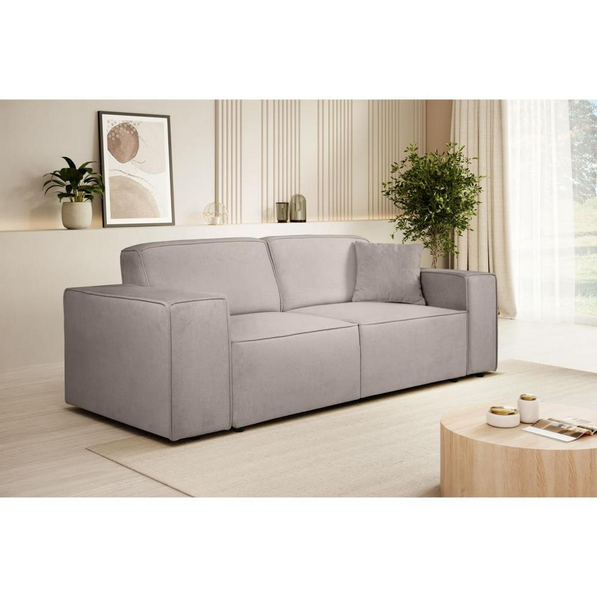 3-SITZER SOFA Pedro ohne Schlaffunktion beige - Beige/Schwarz, Textil (215/75/88cm) - Beautysofa