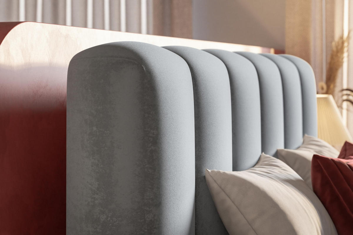 BETT 140x200 - Polsterbett mit Bettkasten und Metallrahmen - Modern Bett - Eleganter Catch Me-Stoff - Kollektion Alva Maxi - Weiß - Weiß, Holz/Textil (140/200cm) - Alpi-Möbel