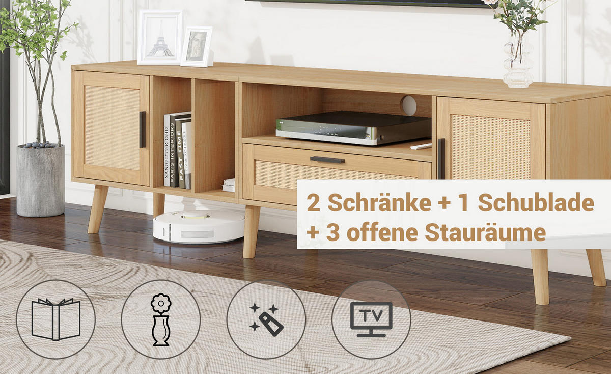 SIDEBOARD in Holzoptik 180/40/54 cm - Hellbraun, Holzwerkstoff (40/54/180cm) - Urban Meuble