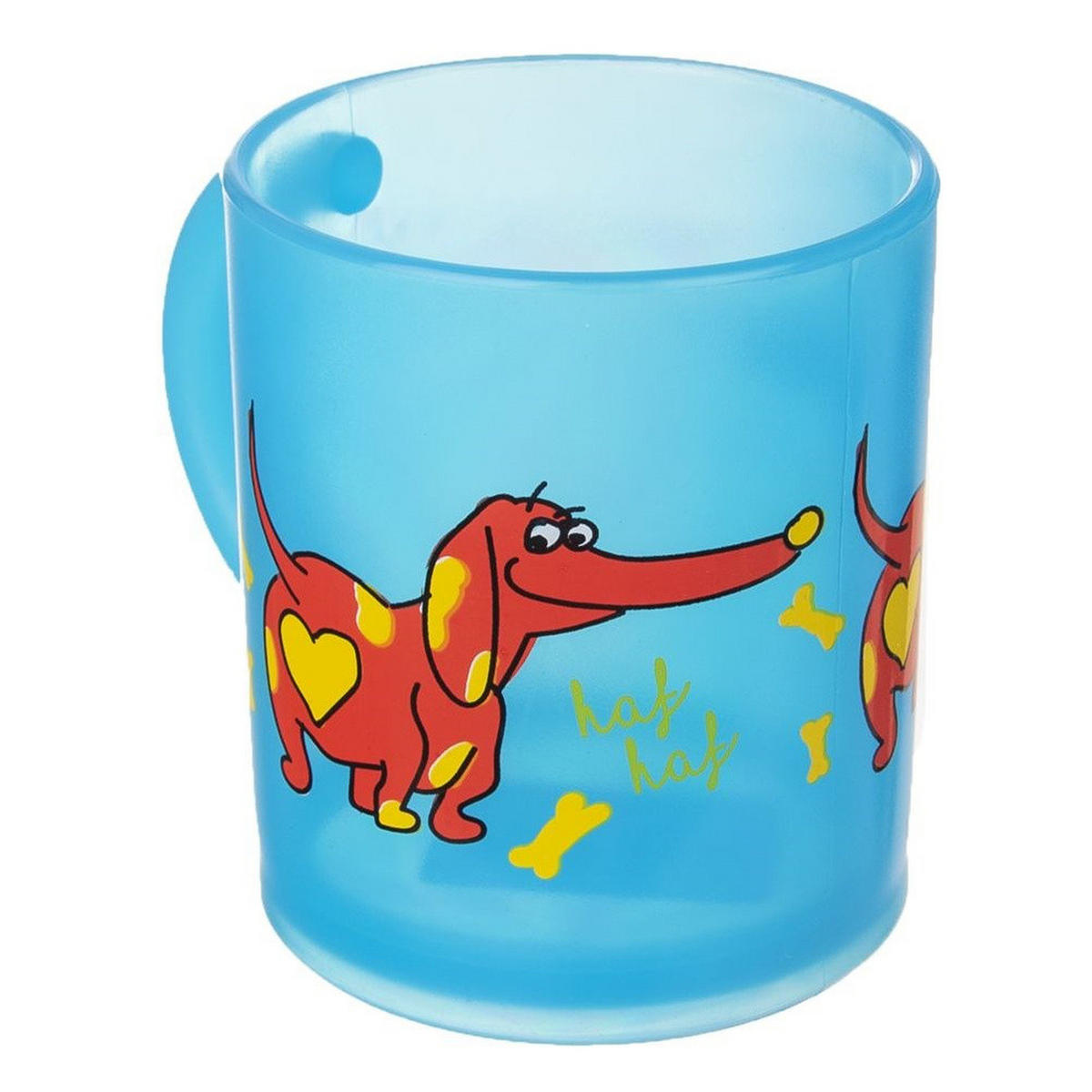 KINDERBECHER HUND, Kunststoff, blau, 260 ml - Weiß, Kunststoff (0.26L) - Orion 
