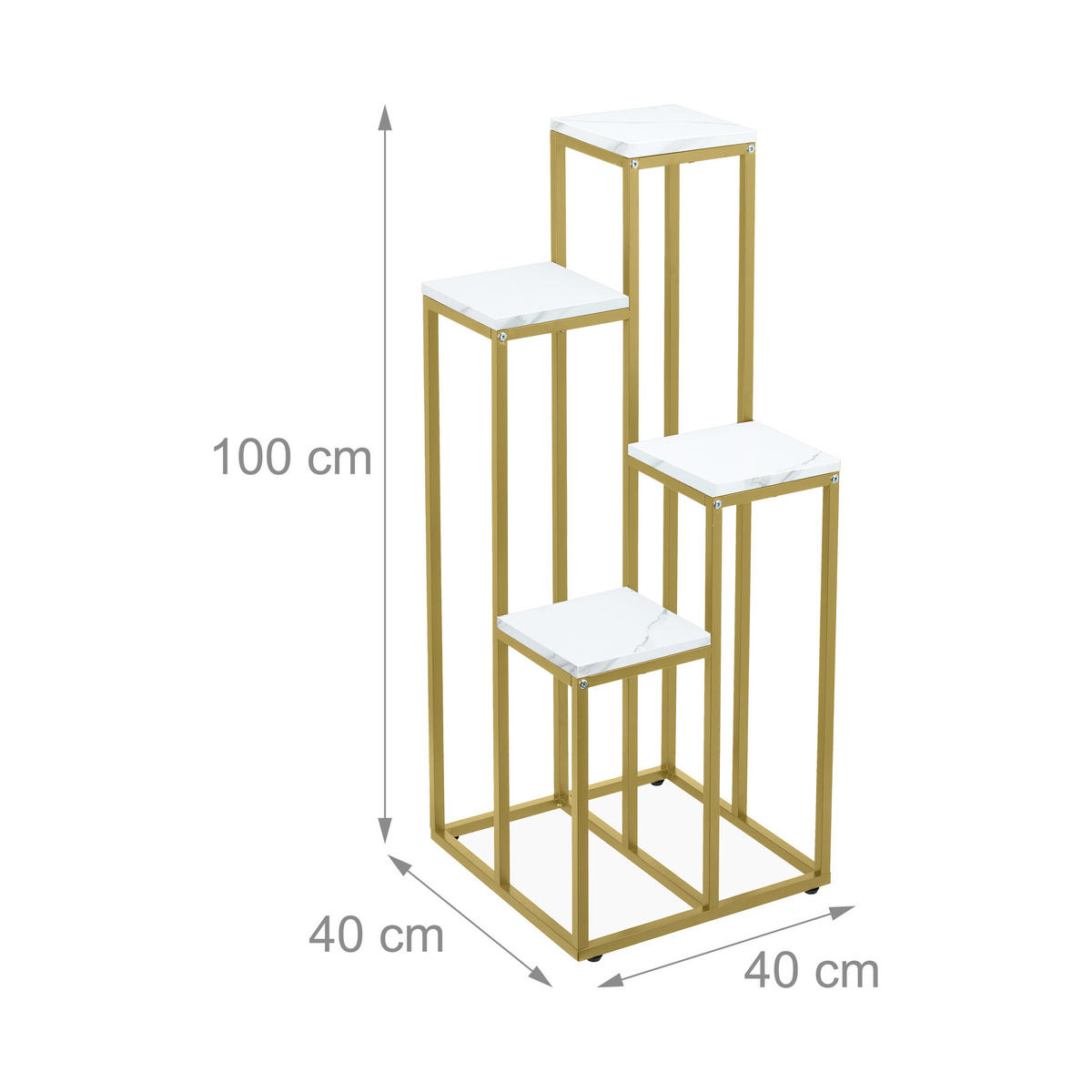BLUMENTREPPE - Goldfarben/Weiß, Holzwerkstoff/Metall (40/40/100cm) - Relaxdays