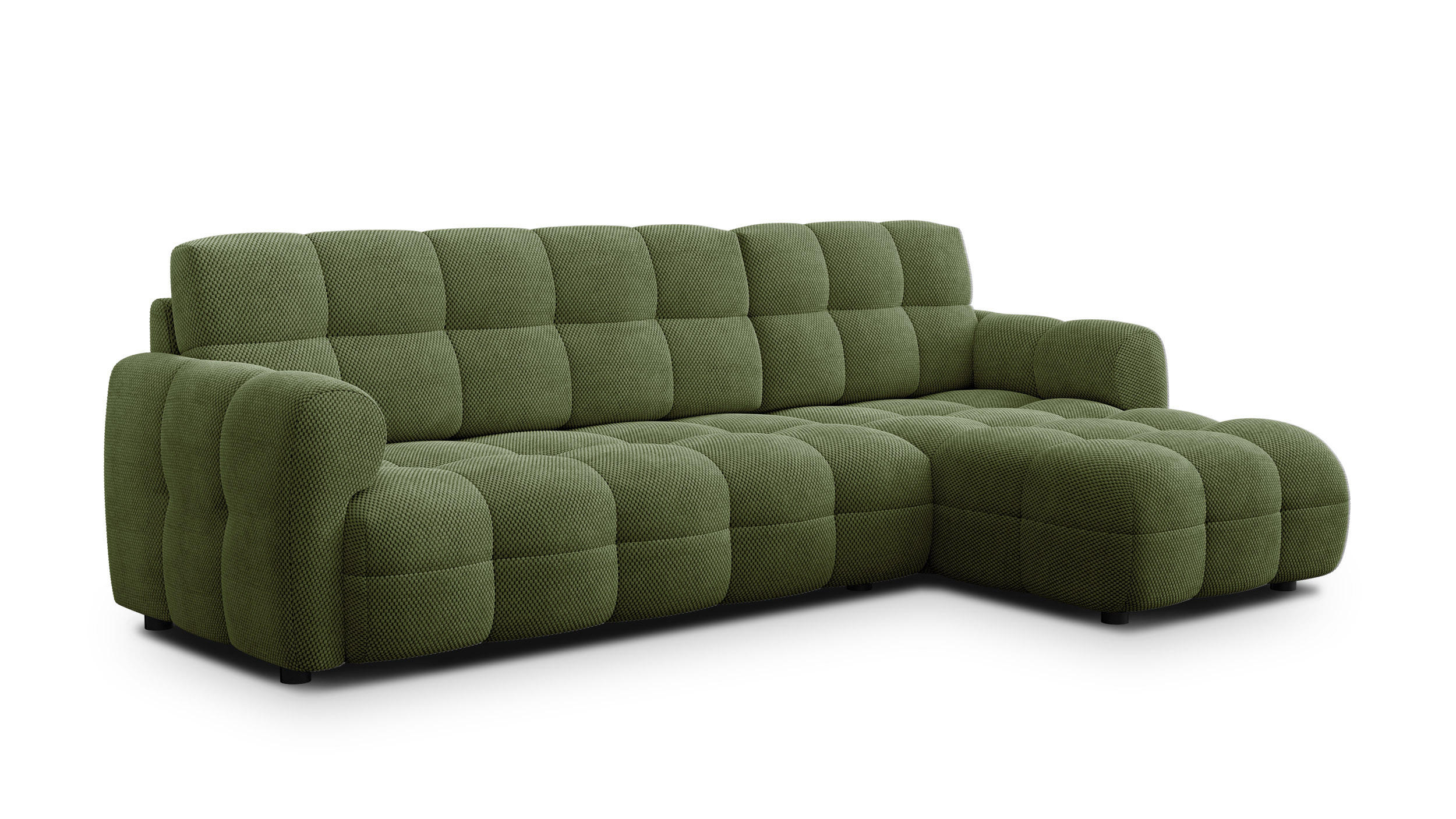 ECKSOFA MELLOW 4-Sitzer, olive - Schwarz/Grün, Holz/Textil (262/156cm) - Courtois Laville