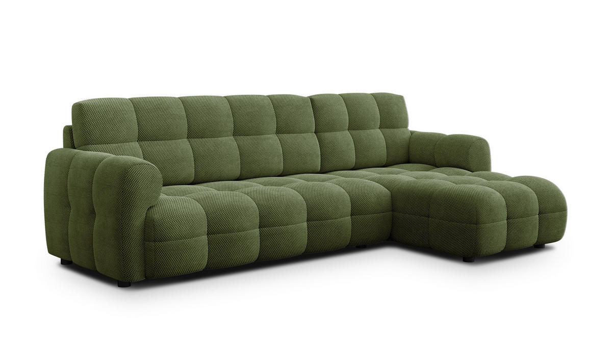 ECKSOFA MELLOW 4-Sitzer, olive - Schwarz/Grün, Holz/Textil (262/156cm) - Courtois Laville