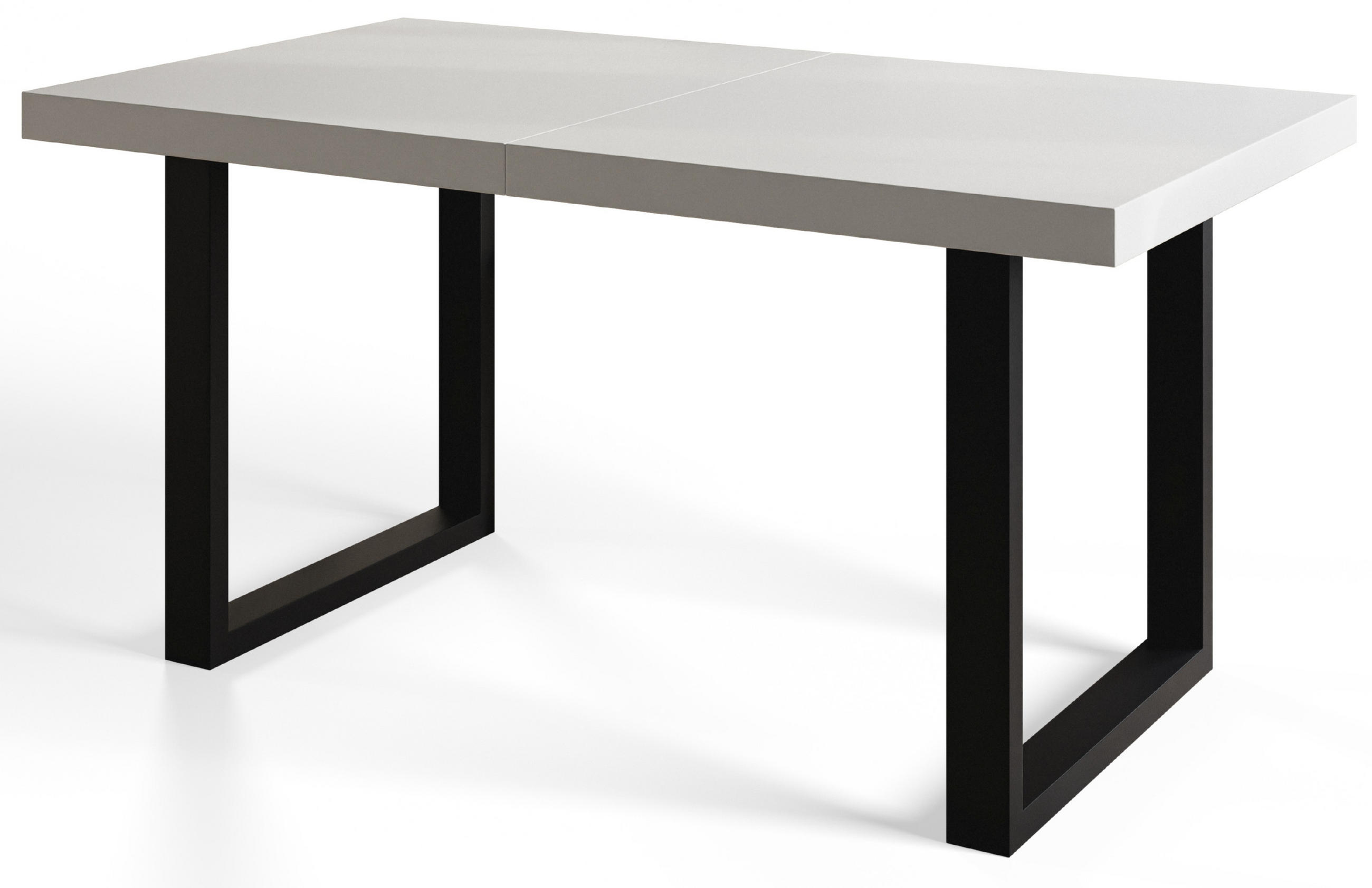 ESSZIMMERTISCH LOFT-U 160X90X77 cm, Farbe: Schwarz, mit Metallbeinen in Farbe Schwarz - Schwarz/Weiß, Holzwerkstoff (160/90/77cm) - Alpi-Möbel