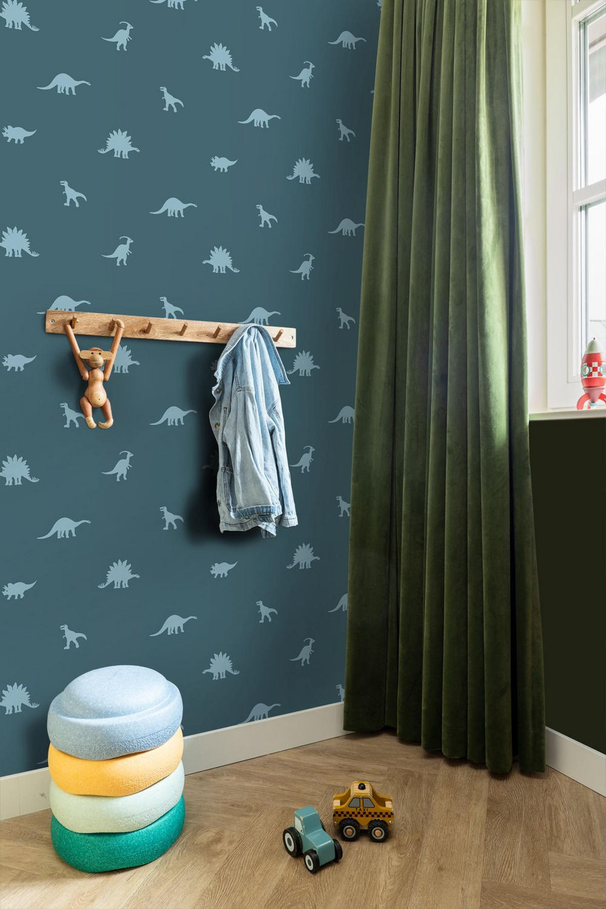 TAPETE Dinosaurier 50 x 900 cm - Blau, Papier (50/0.1cm) - ESTAhome