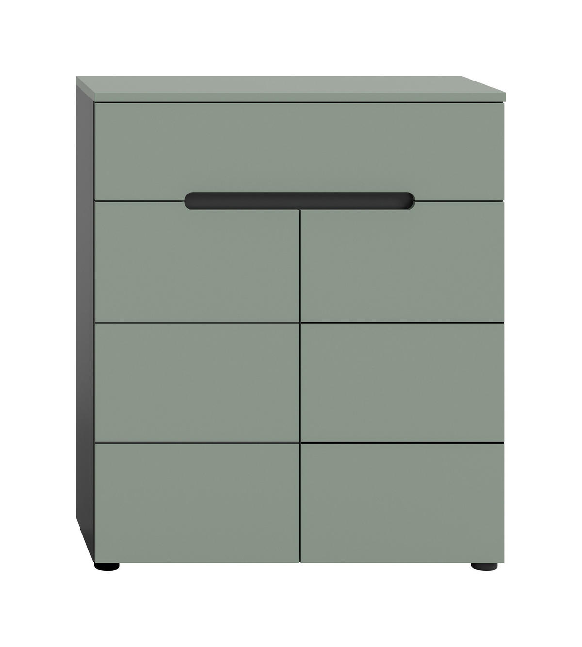 SCHUHKOMMODE CANU (B/H/T: ca. 80/94/37 cm) in Basalt grau/Smoke Green - Grau, Holzwerkstoff (80/94/37cm)