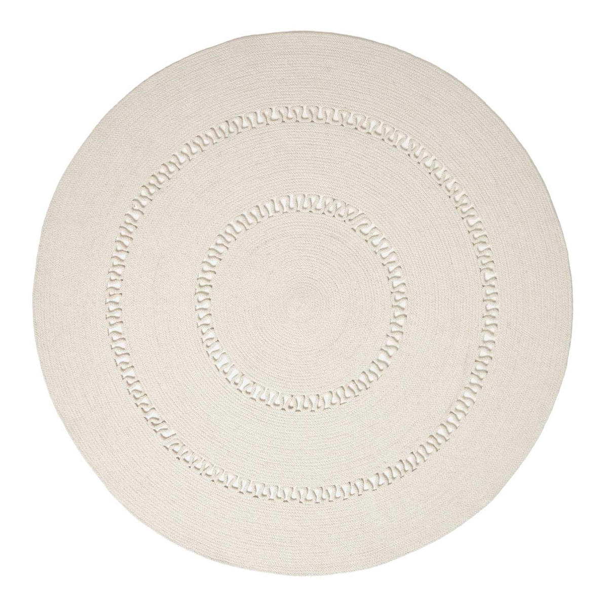 TEPPICH geflochten rund mit Häkel-Muster 150 cm - Creme, Textil (150/150cm) - Homescapes